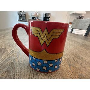 Wonder Woman - Classic Logo - DC Comics - Red & Blue Sparkle Coffee Mug Cup